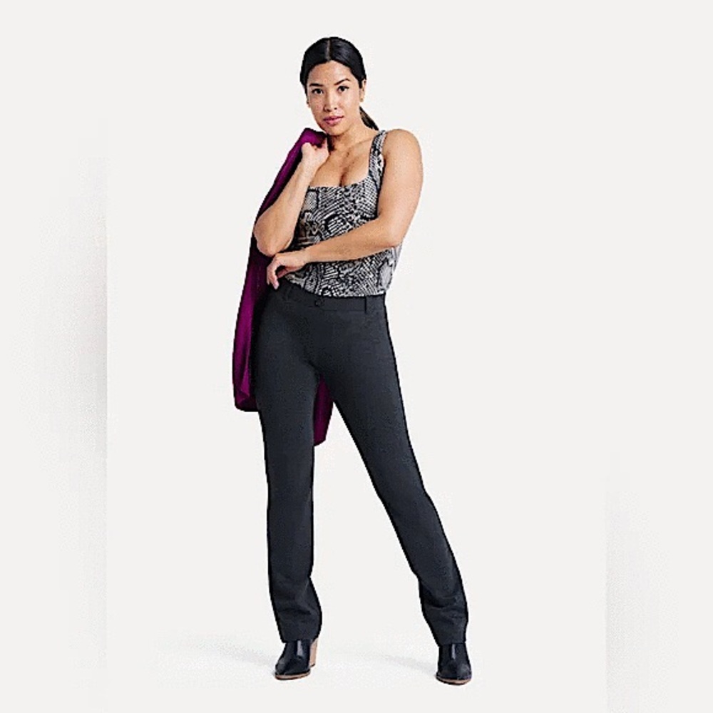 Betabrand Straight-Leg Classic Dress Pant Yoga Pant Charcoal Size Extra Small P